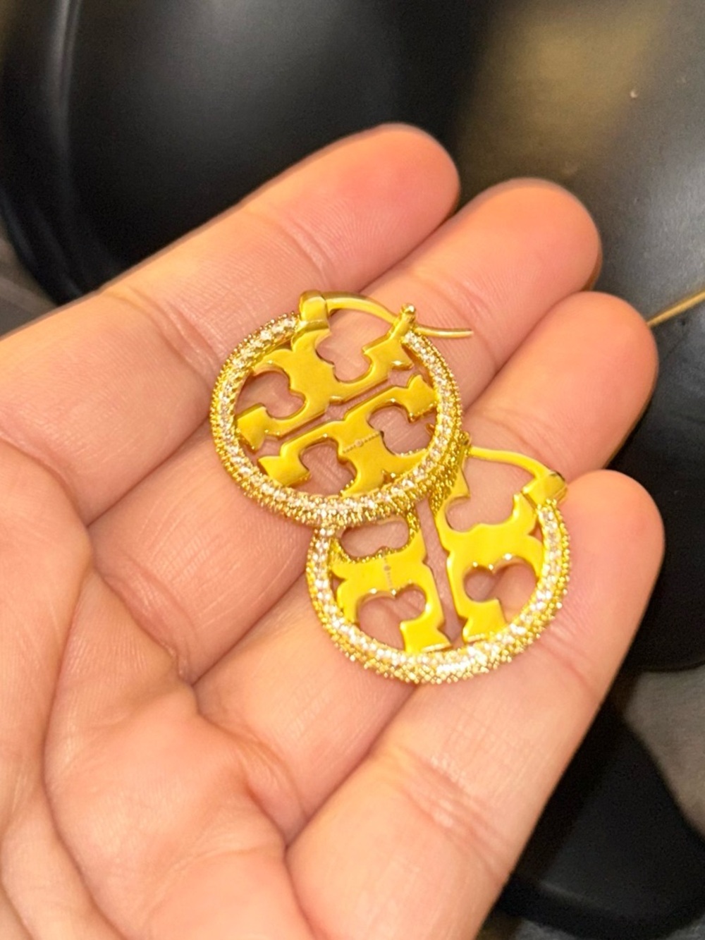 Tory Burch 18k Gold-Plated  Circular Drop Earrings with Crystal Trim - Gold